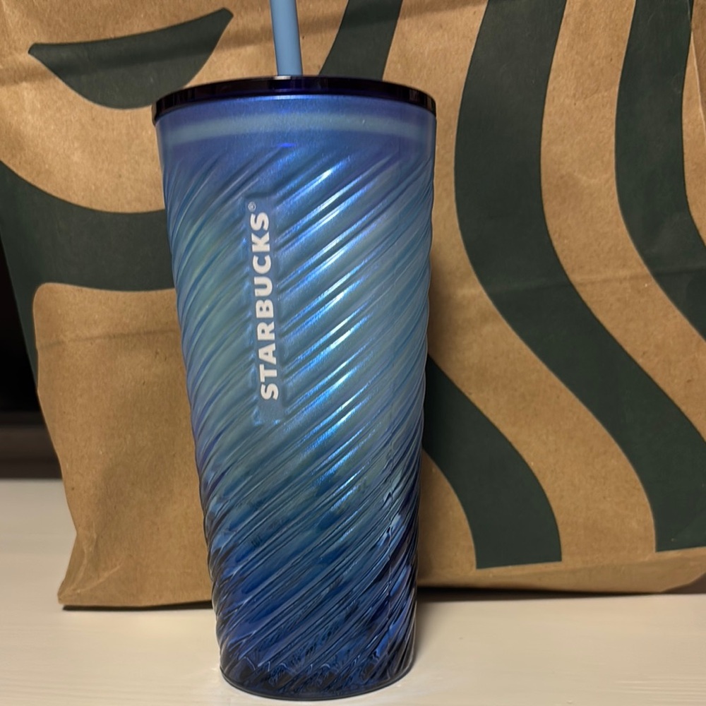 Starbucks Iridescent Blue Tumbler with Straw